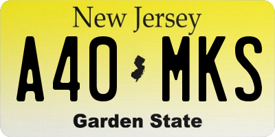 NJ license plate A40MKS