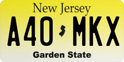 NJ license plate A40MKX