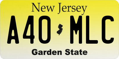 NJ license plate A40MLC