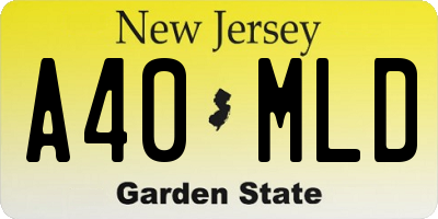 NJ license plate A40MLD