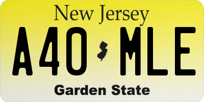 NJ license plate A40MLE