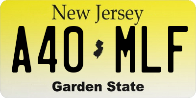 NJ license plate A40MLF