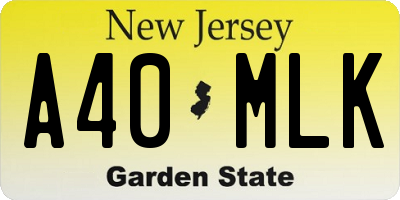 NJ license plate A40MLK