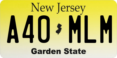 NJ license plate A40MLM