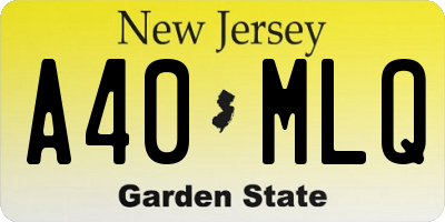 NJ license plate A40MLQ