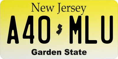 NJ license plate A40MLU
