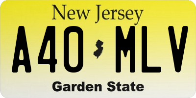 NJ license plate A40MLV