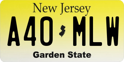 NJ license plate A40MLW