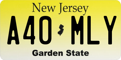 NJ license plate A40MLY