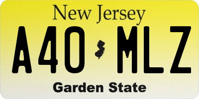 NJ license plate A40MLZ