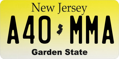 NJ license plate A40MMA
