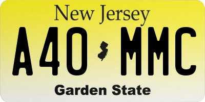 NJ license plate A40MMC
