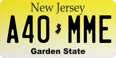 NJ license plate A40MME
