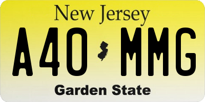 NJ license plate A40MMG