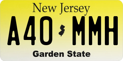 NJ license plate A40MMH