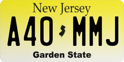 NJ license plate A40MMJ