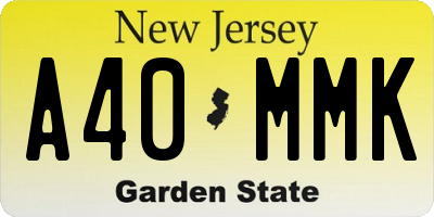 NJ license plate A40MMK