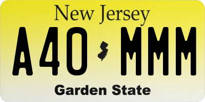 NJ license plate A40MMM