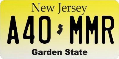 NJ license plate A40MMR