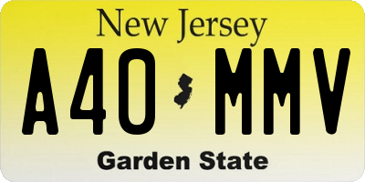 NJ license plate A40MMV