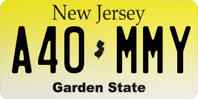 NJ license plate A40MMY