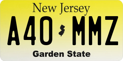 NJ license plate A40MMZ