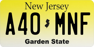 NJ license plate A40MNF