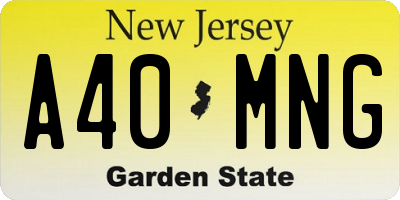 NJ license plate A40MNG