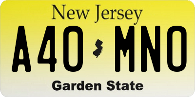 NJ license plate A40MNO