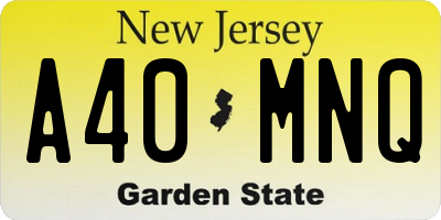 NJ license plate A40MNQ