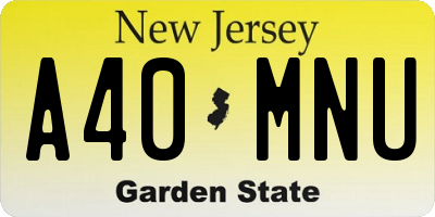 NJ license plate A40MNU