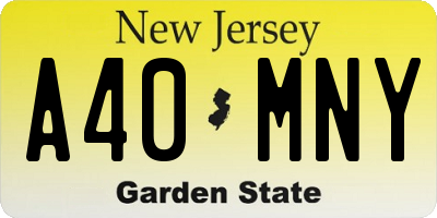 NJ license plate A40MNY