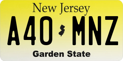 NJ license plate A40MNZ