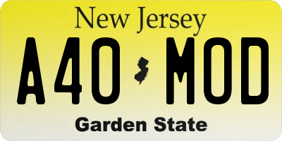 NJ license plate A40MOD