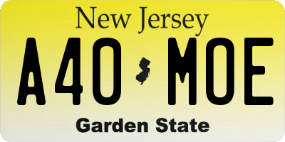 NJ license plate A40MOE