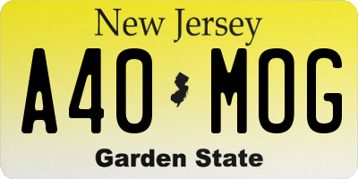 NJ license plate A40MOG