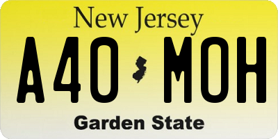 NJ license plate A40MOH