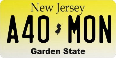 NJ license plate A40MON