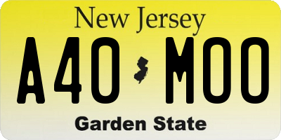 NJ license plate A40MOO