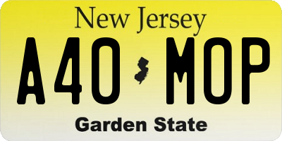 NJ license plate A40MOP