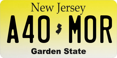 NJ license plate A40MOR