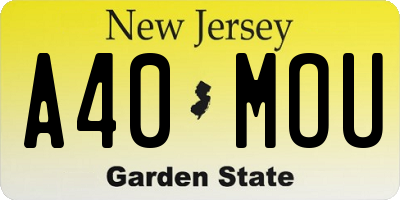 NJ license plate A40MOU
