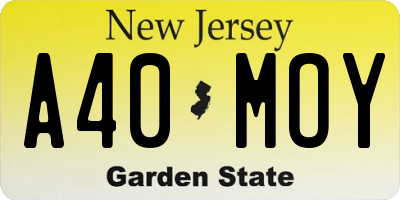 NJ license plate A40MOY