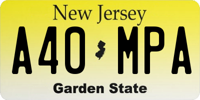 NJ license plate A40MPA