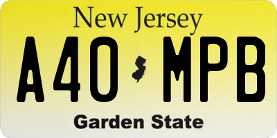 NJ license plate A40MPB
