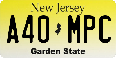 NJ license plate A40MPC