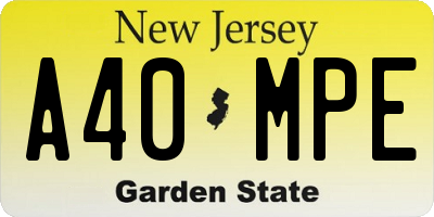 NJ license plate A40MPE