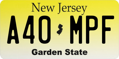 NJ license plate A40MPF