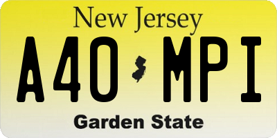 NJ license plate A40MPI