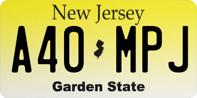 NJ license plate A40MPJ